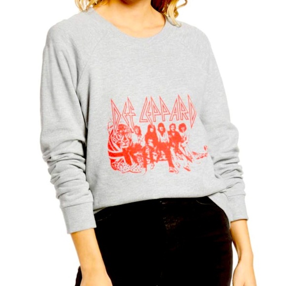 TREASURE & BOND DEF LEPPARD SWEATSHIRT WOMEN COLOR GRAY SIZE L - Picture 1 of 5